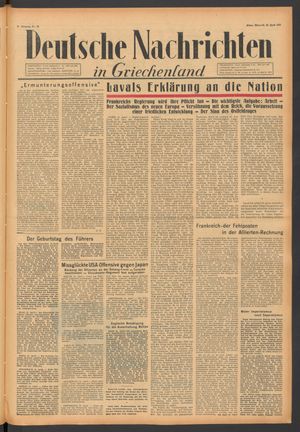 Deutsche Nachrichten in Griechenland vom 22.04.1942