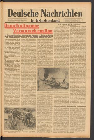 Deutsche Nachrichten in Griechenland vom 19.07.1942