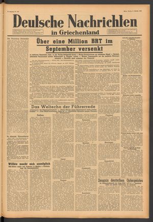 Deutsche Nachrichten in Griechenland vom 02.10.1942