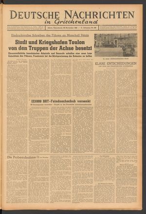 Deutsche Nachrichten in Griechenland vom 28.11.1942