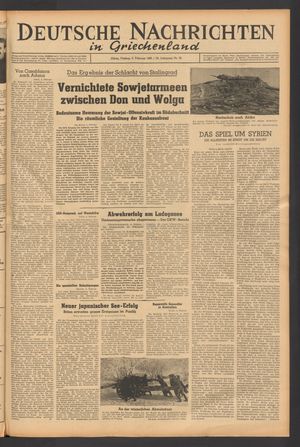 Deutsche Nachrichten in Griechenland vom 05.02.1943