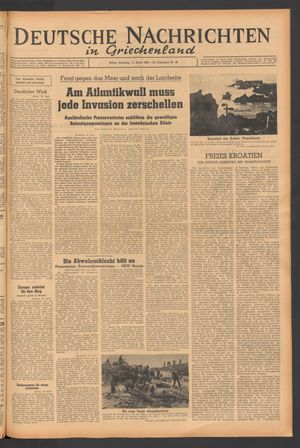 Deutsche Nachrichten in Griechenland vom 11.04.1943