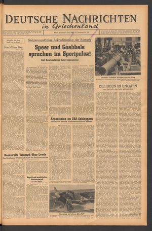 Deutsche Nachrichten in Griechenland vom 06.06.1943