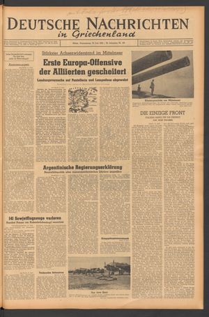 Deutsche Nachrichten in Griechenland vom 10.06.1943