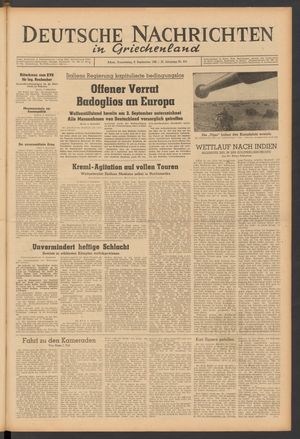 Deutsche Nachrichten in Griechenland vom 09.09.1943