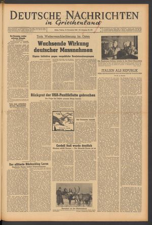 Deutsche Nachrichten in Griechenland vom 19.11.1943