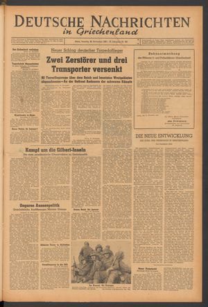 Deutsche Nachrichten in Griechenland vom 28.11.1943