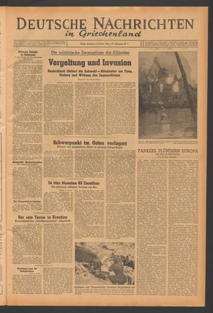 Deutsche Nachrichten in Griechenland vom 09.01.1944