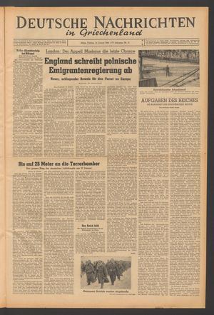 Deutsche Nachrichten in Griechenland vom 14.01.1944