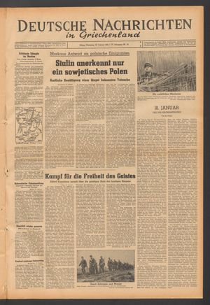 Deutsche Nachrichten in Griechenland vom 18.01.1944