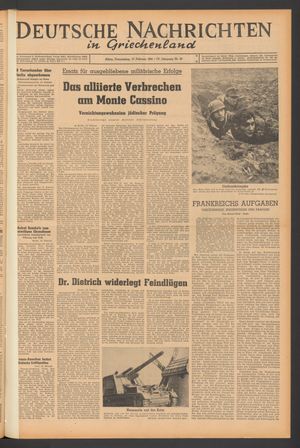 Deutsche Nachrichten in Griechenland vom 17.02.1944