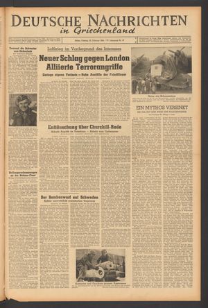 Deutsche Nachrichten in Griechenland vom 25.02.1944