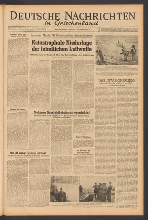 Deutsche Nachrichten in Griechenland vom 01.04.1944