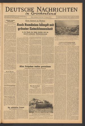 Deutsche Nachrichten in Griechenland vom 06.04.1944
