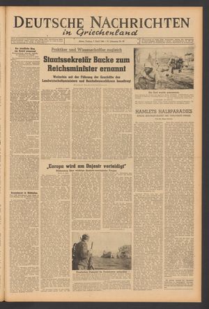 Deutsche Nachrichten in Griechenland vom 07.04.1944