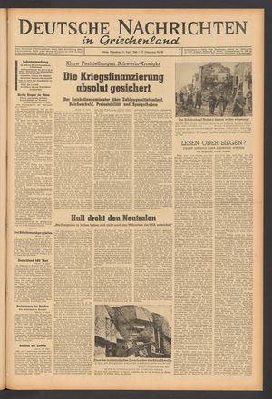 Deutsche Nachrichten in Griechenland vom 11.04.1944