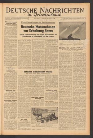 Deutsche Nachrichten in Griechenland vom 21.04.1944