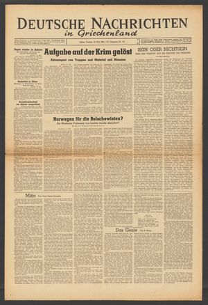 Deutsche Nachrichten in Griechenland vom 12.05.1944