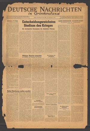Deutsche Nachrichten in Griechenland vom 29.06.1944