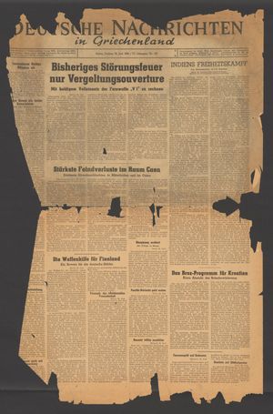Deutsche Nachrichten in Griechenland vom 30.06.1944