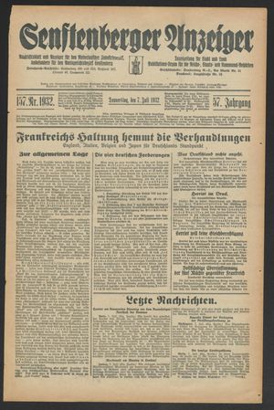 Senftenberger Anzeiger vom 07.07.1932