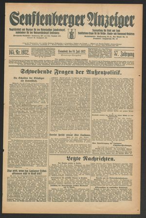 Senftenberger Anzeiger vom 16.07.1932