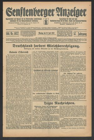 Senftenberger Anzeiger vom 18.07.1932