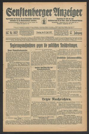 Senftenberger Anzeiger vom 19.07.1932