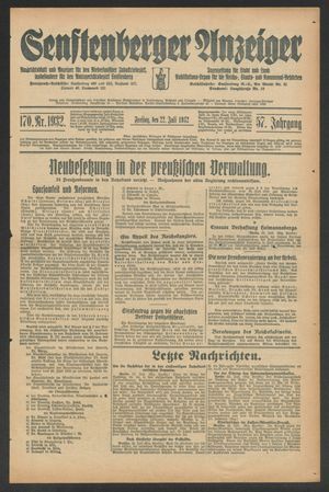Senftenberger Anzeiger vom 22.07.1932