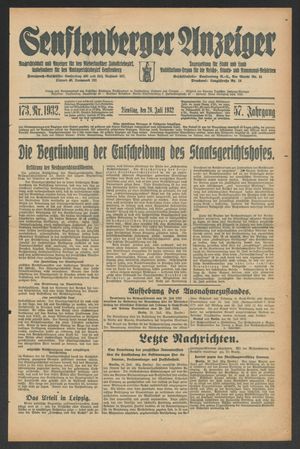 Senftenberger Anzeiger vom 26.07.1932