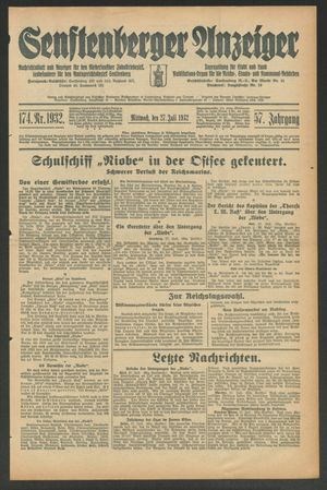 Senftenberger Anzeiger vom 27.07.1932
