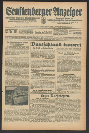 Senftenberger Anzeiger vom 28.07.1932
