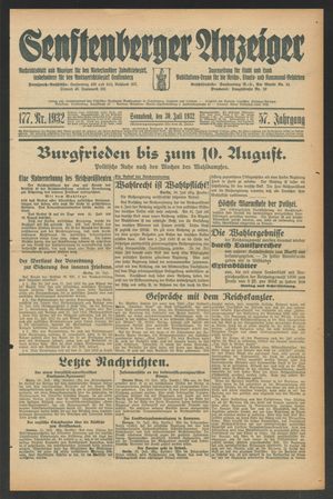 Senftenberger Anzeiger vom 30.07.1932