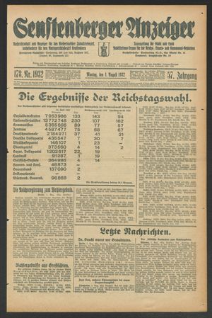 Senftenberger Anzeiger vom 01.08.1932