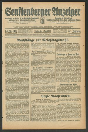 Senftenberger Anzeiger vom 02.08.1932