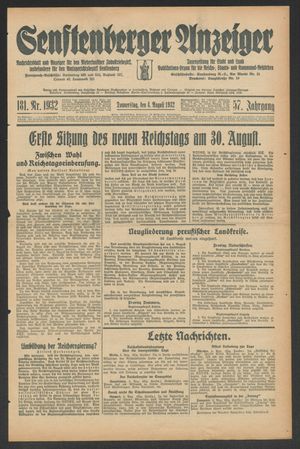 Senftenberger Anzeiger vom 04.08.1932
