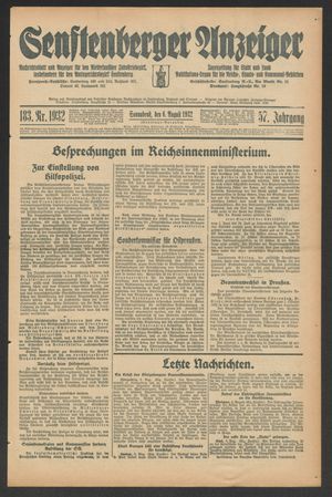 Senftenberger Anzeiger vom 06.08.1932