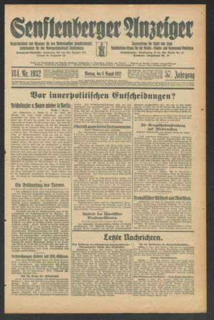 Senftenberger Anzeiger vom 08.08.1932