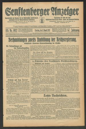 Senftenberger Anzeiger vom 09.08.1932