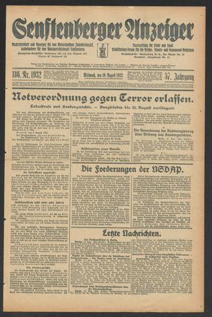 Senftenberger Anzeiger vom 10.08.1932