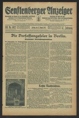 Senftenberger Anzeiger vom 12.08.1932