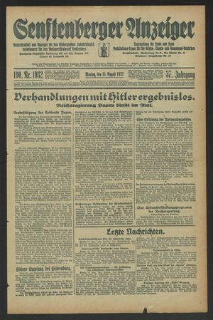 Senftenberger Anzeiger vom 15.08.1932
