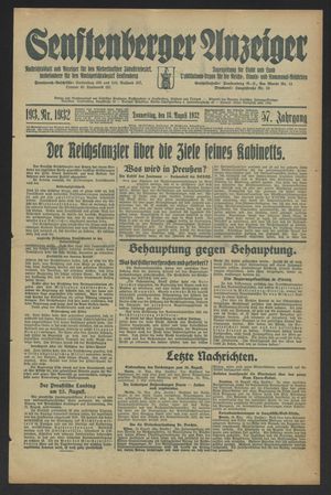 Senftenberger Anzeiger vom 18.08.1932