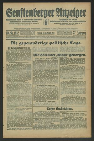 Senftenberger Anzeiger vom 22.08.1932