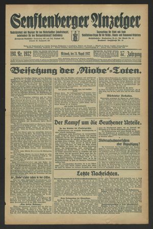 Senftenberger Anzeiger vom 24.08.1932