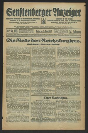 Senftenberger Anzeiger vom 28.08.1932