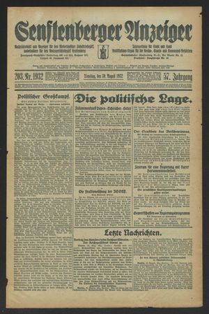 Senftenberger Anzeiger vom 30.08.1932