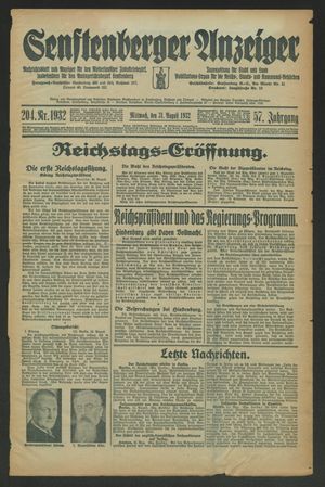 Senftenberger Anzeiger vom 31.08.1932