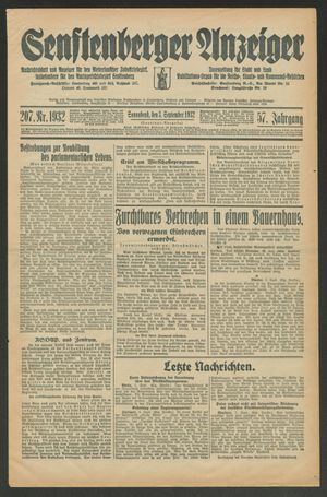 Senftenberger Anzeiger vom 03.09.1932