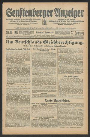 Senftenberger Anzeiger vom 07.09.1932
